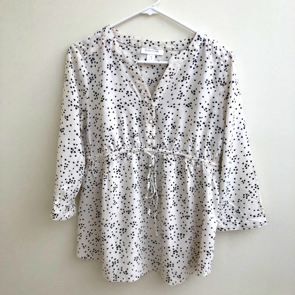 Motherhood Maternity Women’s Black and White 3/4 Length Sleeve Shirt